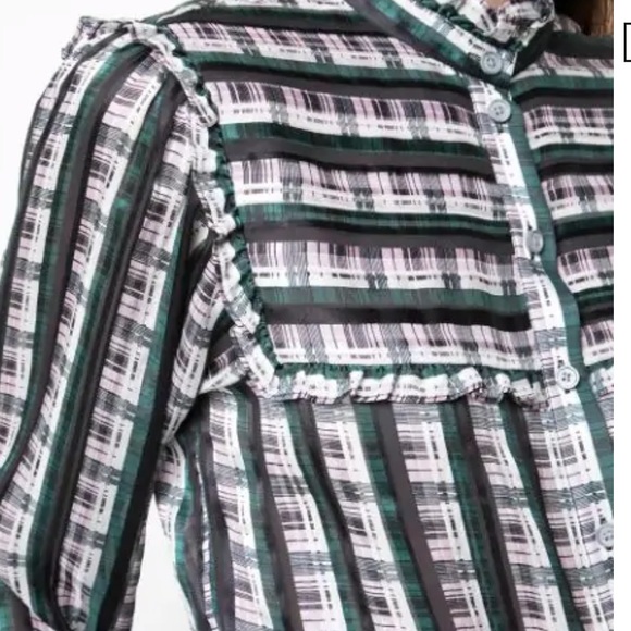 Jason Wu Striped Plaid Ruffle Blouse - Picture 4 of 15